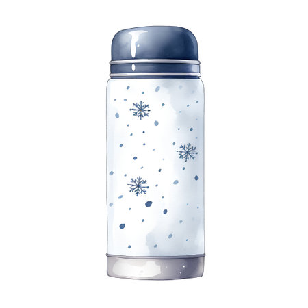 Watercolor shaker with snowflakes on a white background.の素材