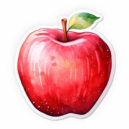 Watercolor apple. Hand drawn illustration. Isolated on white background.の素材