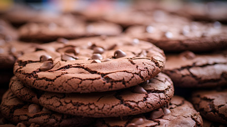 Chocolate chip cookies with chocolate chips. Selective focus. Toned.の素材