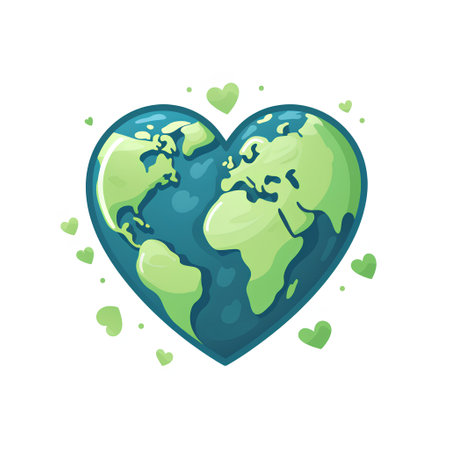 Planet earth in the shape of a heart. Vector illustration on white background.の素材