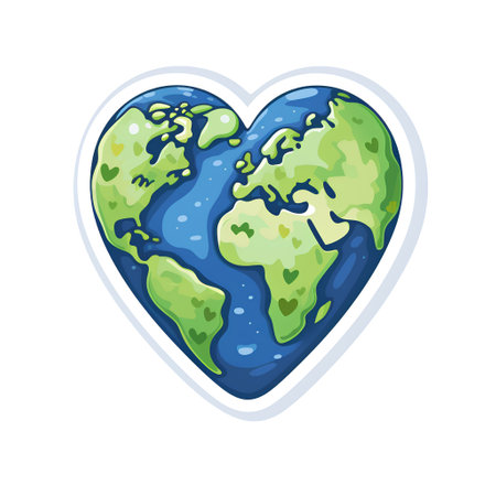 Planet earth in the form of a heart. Vector illustration isolated on white background.の素材