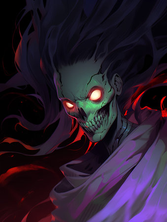 Zombie in the dark. Illustration of a spooky monster.の素材