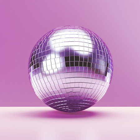 Disco ball. Vector illustration. Disco ball on a pink background.の素材