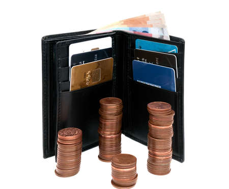 A wallet and some coins