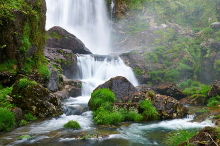 Belelle river waterfall  Galicia  Spainの写真素材