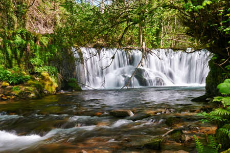 Cabe river Waterfall in San Pedro do Incio, in O Caurel  or Courel  Mountain Range, Lugo, Spainの写真素材