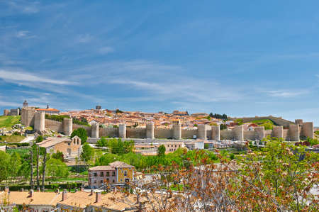 Historic wall and city of Avila, Spain