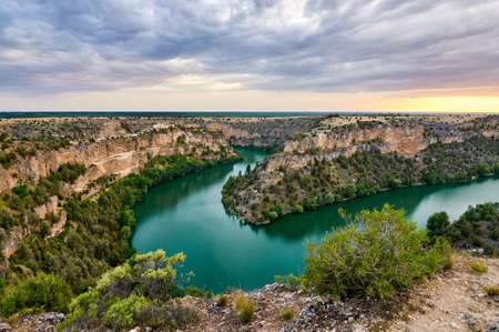 River bend. Duraton Canyon in Segovia, Spainの写真素材
