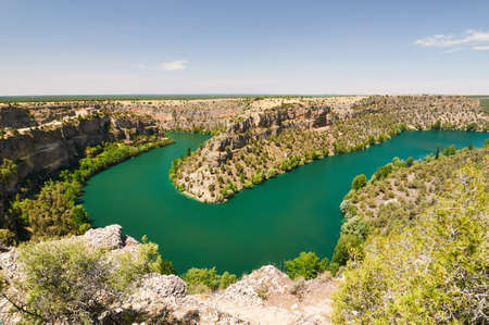 River bend. Duraton Canyon in Segovia, Spainの写真素材
