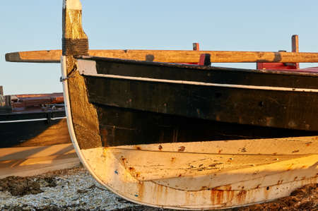 Traditional Galician fishing boats on the beach