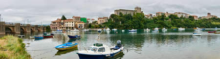 A panorama view of San Vicente de la Barquera.. Cantabria. Spain