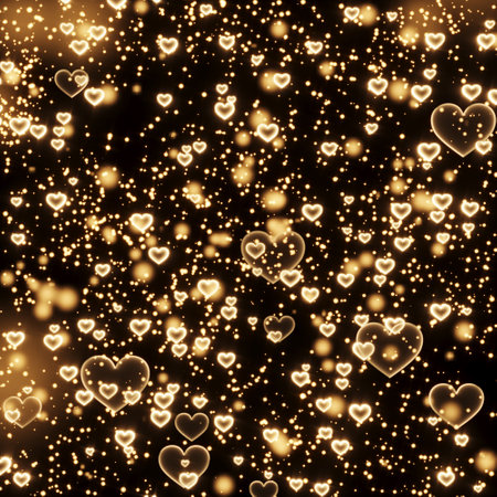 Golden particles blurred decorative backgroundの写真素材
