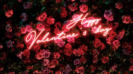 Nice neon lights on background flowerの写真素材