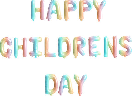 Happy childrens day with 3d illustration balloons isolated on white background