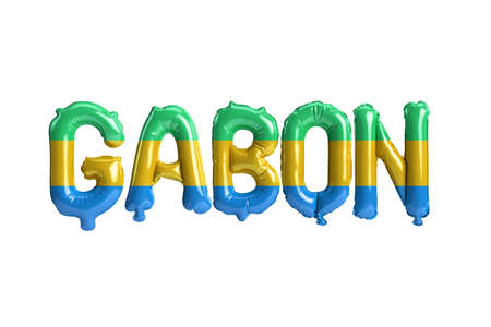 3d illustration of Gabon-letter balloons with flags color isolated on whiteの写真素材