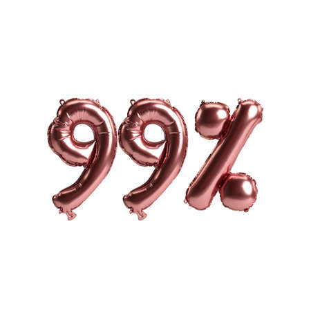 3d illustration rose gold balloons shape 99% isolated on white background