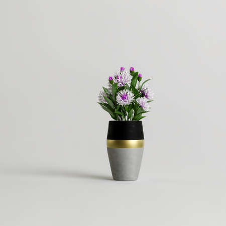 3d illustration flowers vase decoration  isolated on white backgroundの写真素材