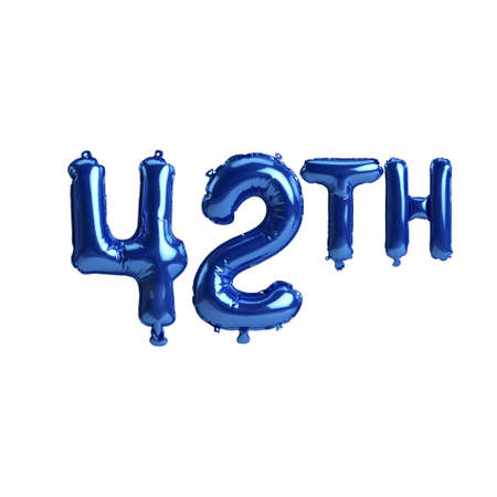 3d illustration of 42th blue balloons isolated on white background