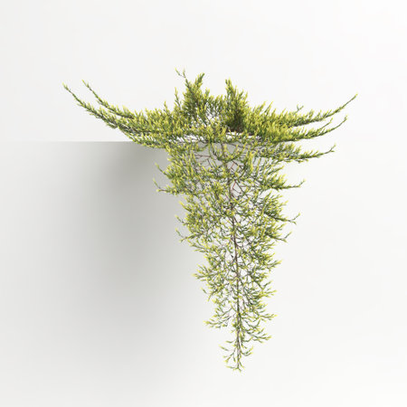 3d illustration of juniperus horizontalis golden carpet tree isolated on white backgroundの写真素材