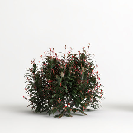 3d illustration of photinia x fraseri red Robin tree isolated on white backgroundの写真素材