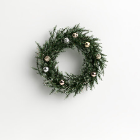 3d illustration of christmas ring isolated on white backgroundの写真素材