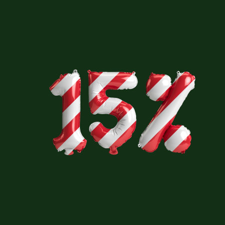 3d illustration of percentage number balloons, christmas sales, isolated on background