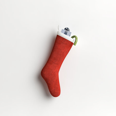 3d illustration of sock in christmas eve isolated on white backgroundの写真素材