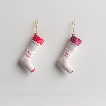3d illustration of hanging decoration about christmas day isolated on white backgroundの写真素材