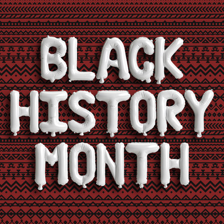 3d illustration of letter black history month balloons isolated on backgroundの写真素材