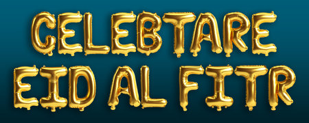 3d illustration of letter balloons about eid al fitr isolated on background