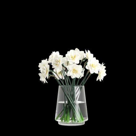 3d illustration of decoration vase flower isolated on black backgroundの写真素材