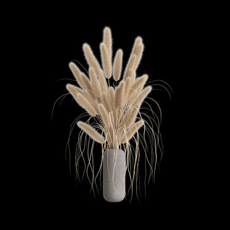 3d illustration of decoration vase flower isolated on black backgroundの写真素材