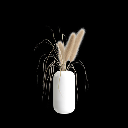 3d illustration of decoration vase flower isolated on black backgroundの写真素材