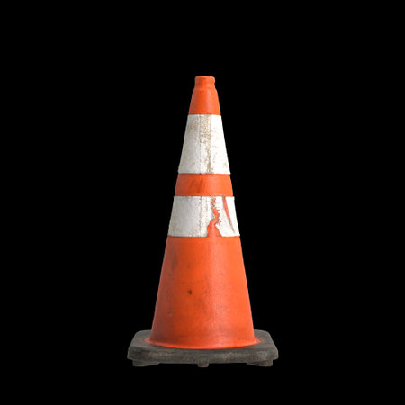 3d illustration of traffic cones isolated on black backgroundの写真素材
