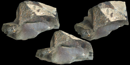 3d illustration of single rocks isolated on black background