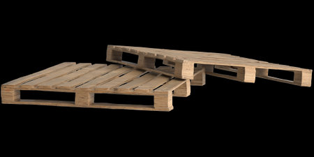 3d illustration of wood pallet isolated on black backgroundの写真素材