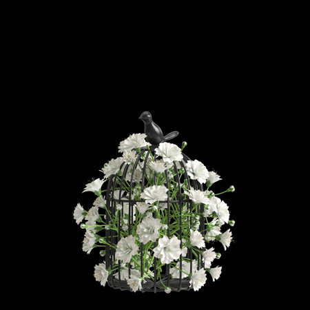 3d illustration of flower vase decor isolated on black backgroundの写真素材