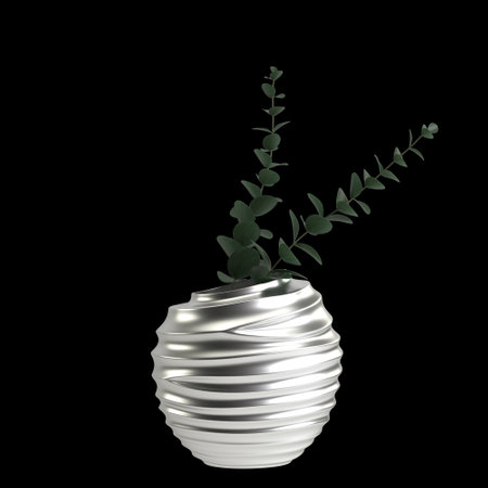 3d illustration of flower vase isolated on black backgroundの写真素材
