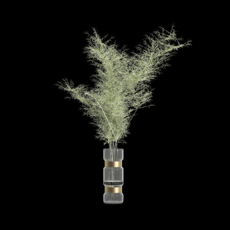 3d illustration of flower vase decoration isolated on black backgroundの写真素材