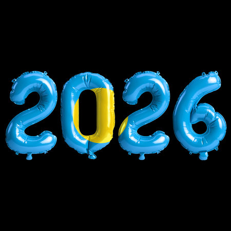 3d illustration, balloon numbers 3d rendering on black background premiumの写真素材