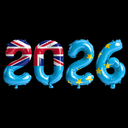 2026 3d illustration, balloon numbers 3d rendering on black background premium