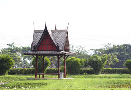 Gabled wood pavilion of Thailand.のeditorial素材
