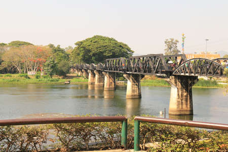 KANCHANABURI THAILAND,Bridge on river Kwai,It is the historic of world war ii, the death railway bridge over riverのeditorial素材