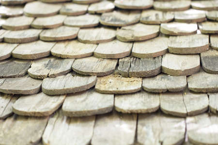 old hand made roof made from black wood cedar roof