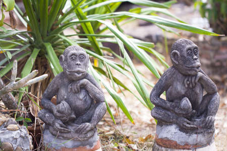 Statue Sculpture monkey in public gardenの写真素材