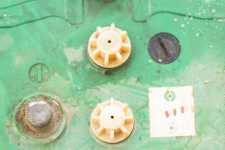 closeup old car batteryの写真素材