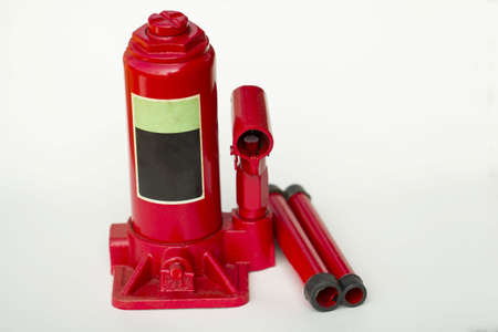 Hydraulic car jack isolated on white backgroundの写真素材