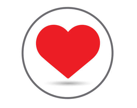 Heart icon, in circle, white background, shadowのイラスト素材