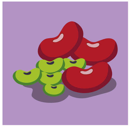 Illustration of peas, on a purple backgroundのイラスト素材