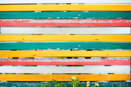 Beautiful vintage wooden bucket on the lawnの写真素材